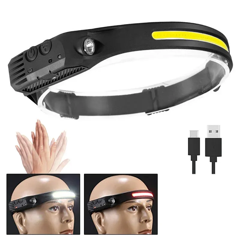 Rechargeable LED Headlamp Lightbar 230° Wide Beam Head Light Strip Headlamps, Hard Hat Light for Mechanic