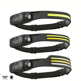 Rechargeable LED Headlamp Lightbar 230° Wide Beam Head Light Strip Headlamps, Hard Hat Light for Mechanic