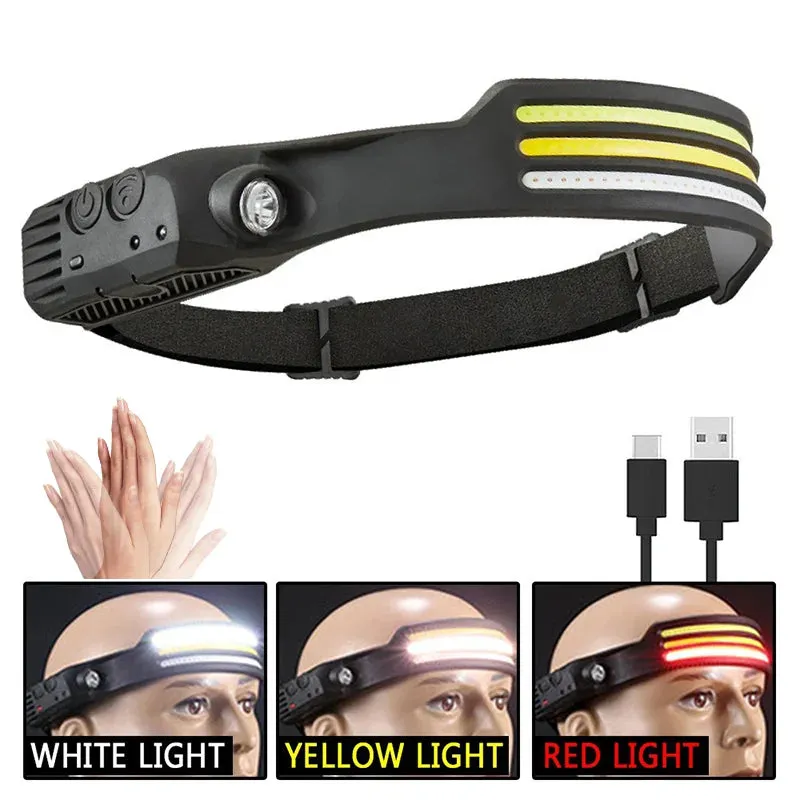 Rechargeable LED Headlamp Lightbar 230° Wide Beam Head Light Strip Headlamps, Hard Hat Light for Mechanic