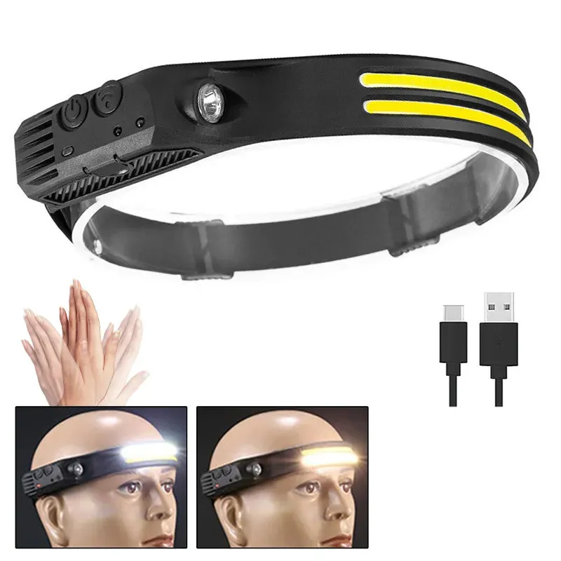 Rechargeable LED Headlamp Lightbar 230° Wide Beam Head Light Strip Headlamps, Hard Hat Light for Mechanic