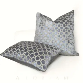 Robert Allen Velvet Geo Gray Cut Velvet Pillow Cover