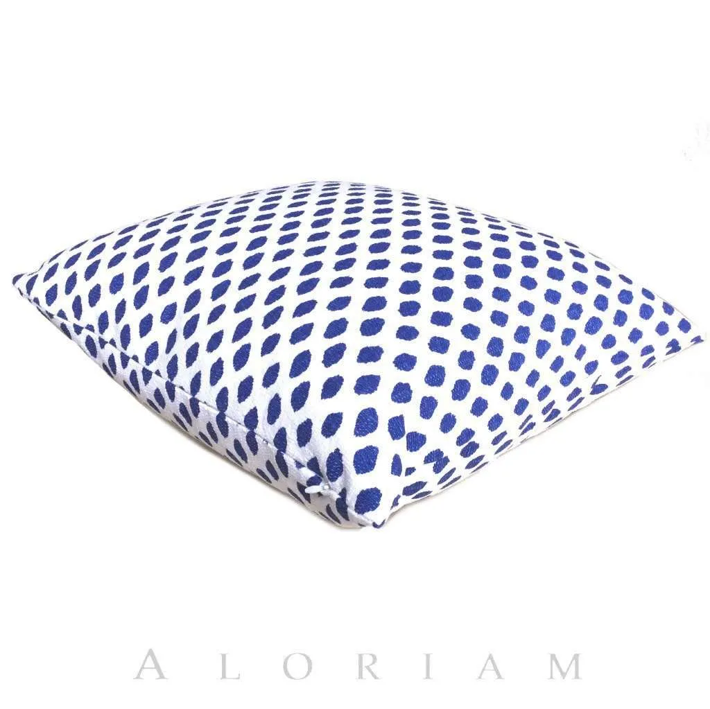 Sahara Ikat Dots Blue White Cotton Throw Pillow Cushion Cover (Made from Lacefield Designs fabric)