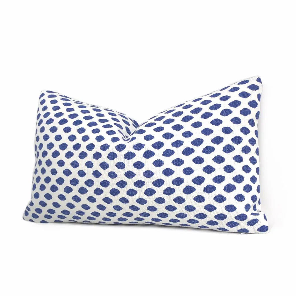 Sahara Ikat Dots Blue White Cotton Throw Pillow Cushion Cover (Made from Lacefield Designs fabric)