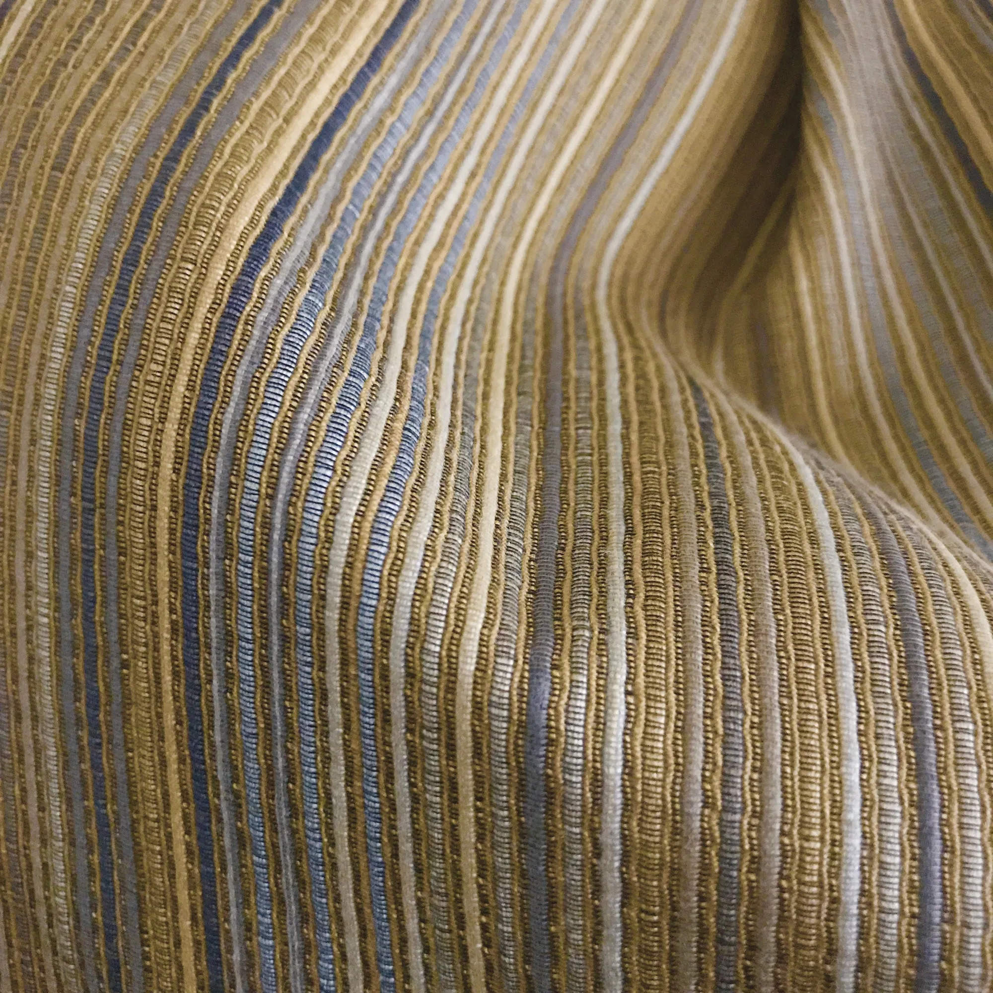 Silk Bronze Blue Striped Lumbar Pillow Cover 15x26