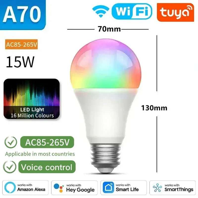 Smart Dimmable LED Light Bulb,  2700K-6500K RGB with Voice Control