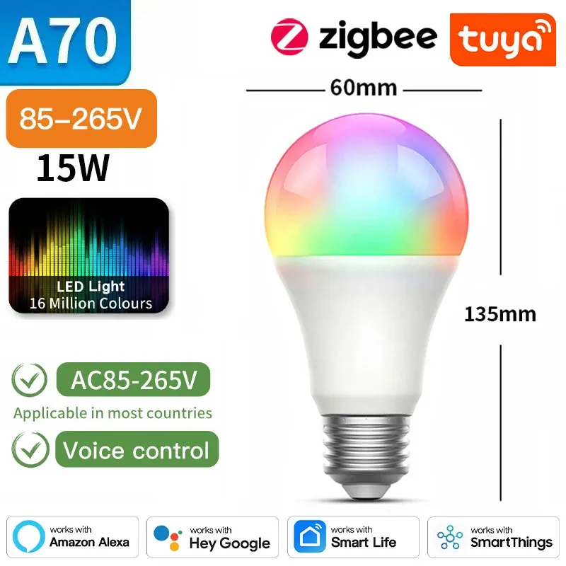 Smart Dimmable LED Light Bulb,  2700K-6500K RGB with Voice Control