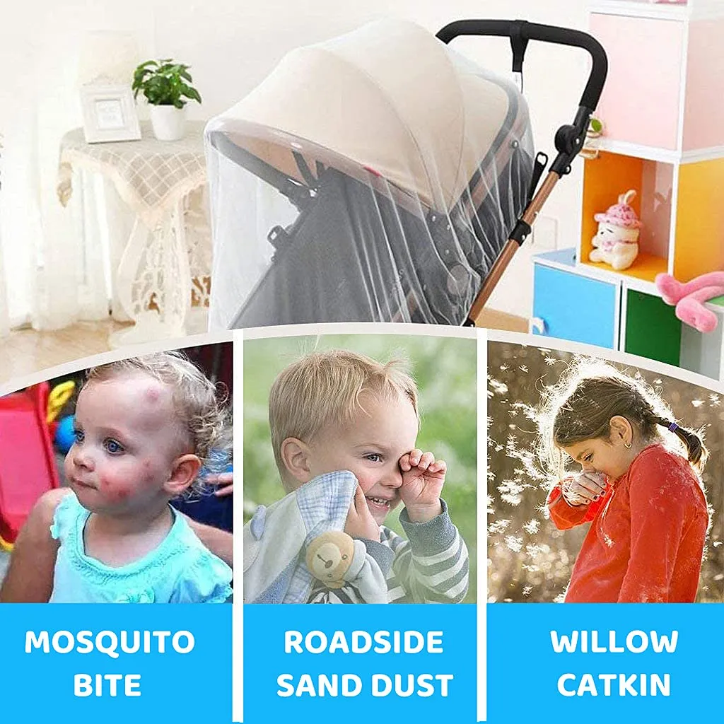 SNOWIE SOFT® Mosquito Net for Baby Carriage Stroller Pram, Carriers, Car Seats, Cradles, Mosquito Net for Pram for Baby/Kids 0 to 3 Year (White)