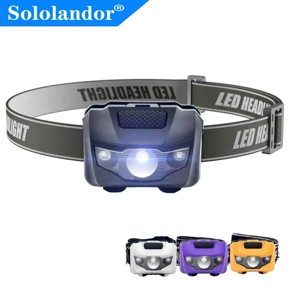 SOLOLANDOR 4 Modes Waterproof Q5 LED Headlamp Red Flash lights Super Bright Headlight Head lamp AAA Torch Lanterna with Headband