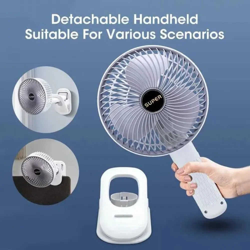 Super Foldable Cooling Fan with 3-Speed Settings and Clip-On Holder- White