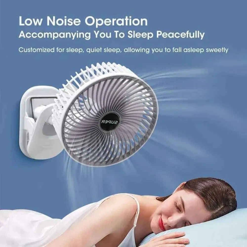 Super Foldable Cooling Fan with 3-Speed Settings and Clip-On Holder- White