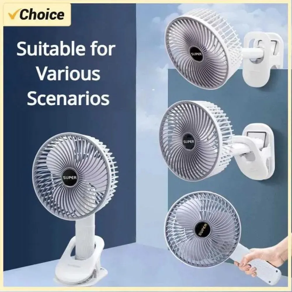 Super Foldable Cooling Fan with 3-Speed Settings and Clip-On Holder- White