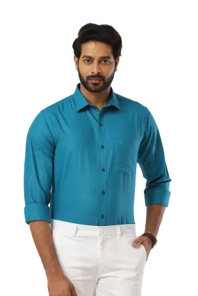 Super Soft - Dark Peacock Blue Formal Shirts for Men | Ariser