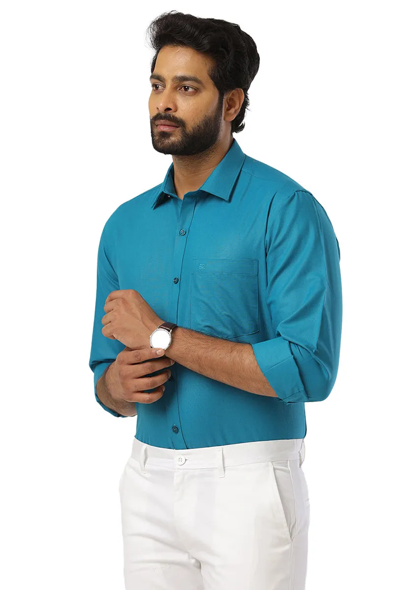 Super Soft - Dark Peacock Blue Formal Shirts for Men | Ariser