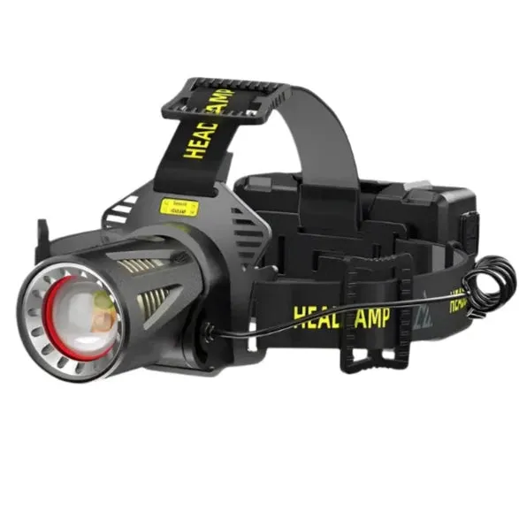 Super XHP100 Powerful LED Headlamp High Power Head Lantern Flashlight USB Rechargeable Headlight Yellow Light Head Lamps Camping