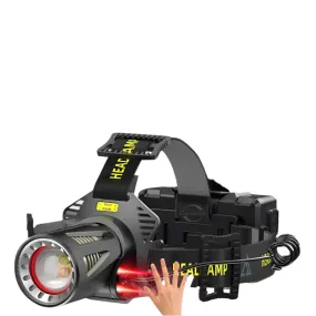 Super XHP100 Powerful LED Headlamp High Power Head Lantern Flashlight USB Rechargeable Headlight Yellow Light Head Lamps Camping