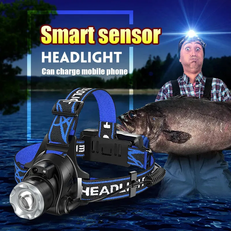 Super XML2 LED Headlamp 18650 Rechargeable Headlight Flashlight Powerful  Sensor Head Lantern Zoomable Camping Fishing Head Lamp