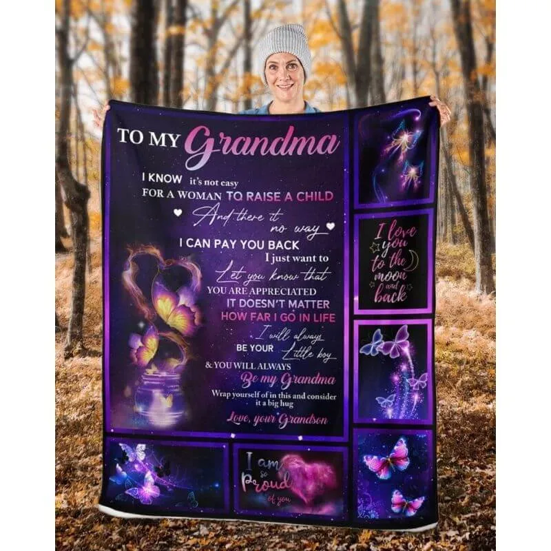 To My Grandma - From Grandson - Butterfly A315 - Premium Blanket