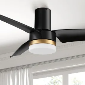 Topeka Low Profile Smart Ceiling Fan with LED Light and remote 52 inch