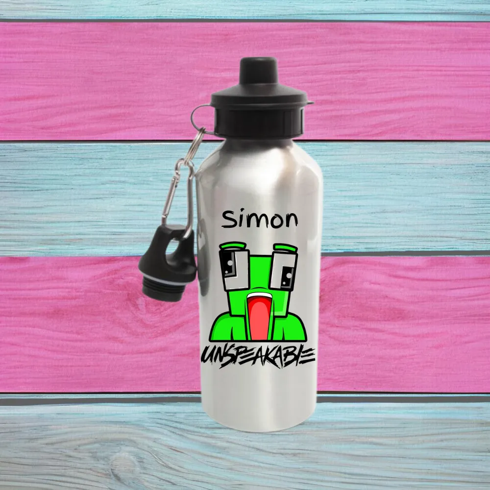 Unspeakable Style 1 Aluminium Water Bottle With Any Name, Available In White Or Silver