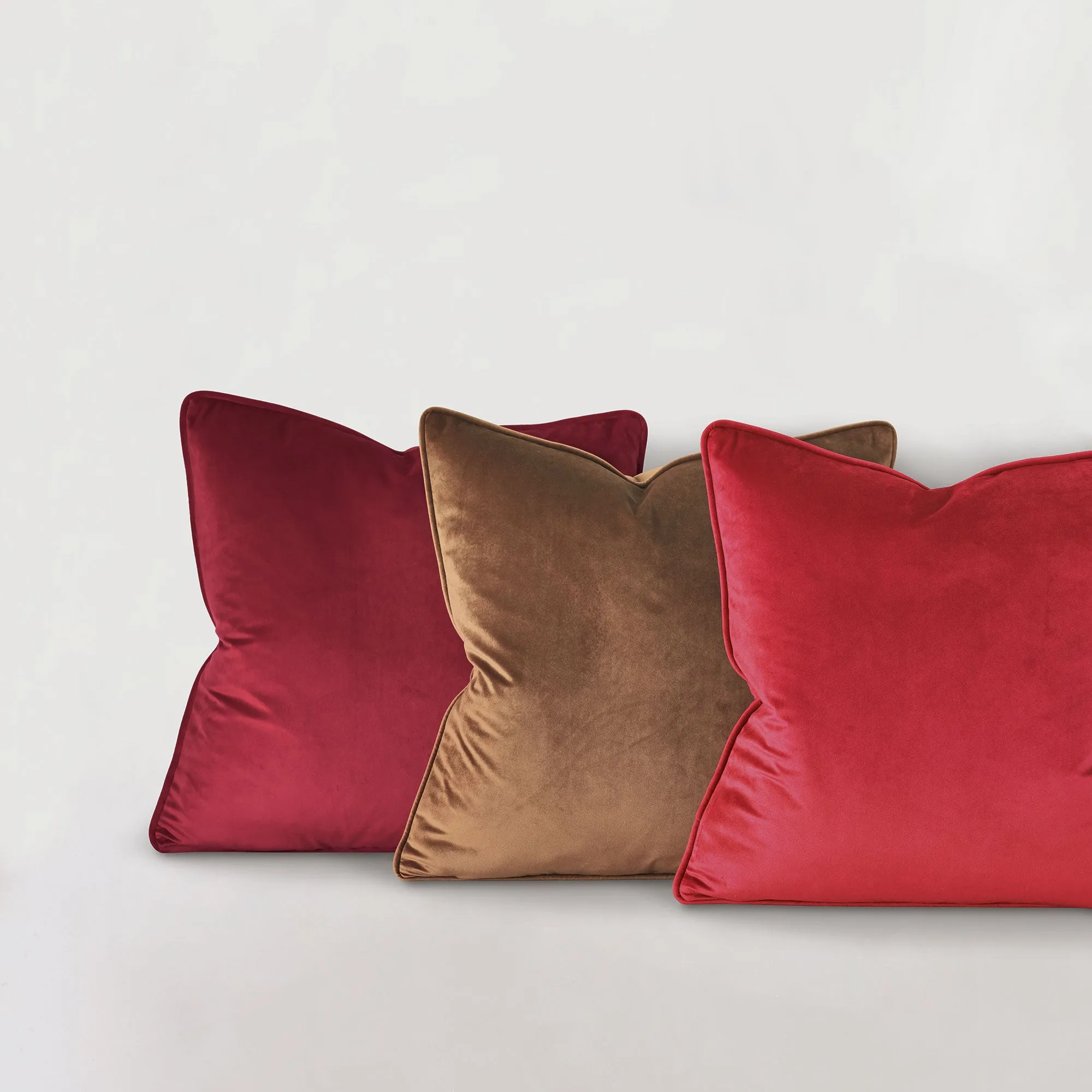 Vesper Velvet Throw Pillow Cover 20x20 in Crimson