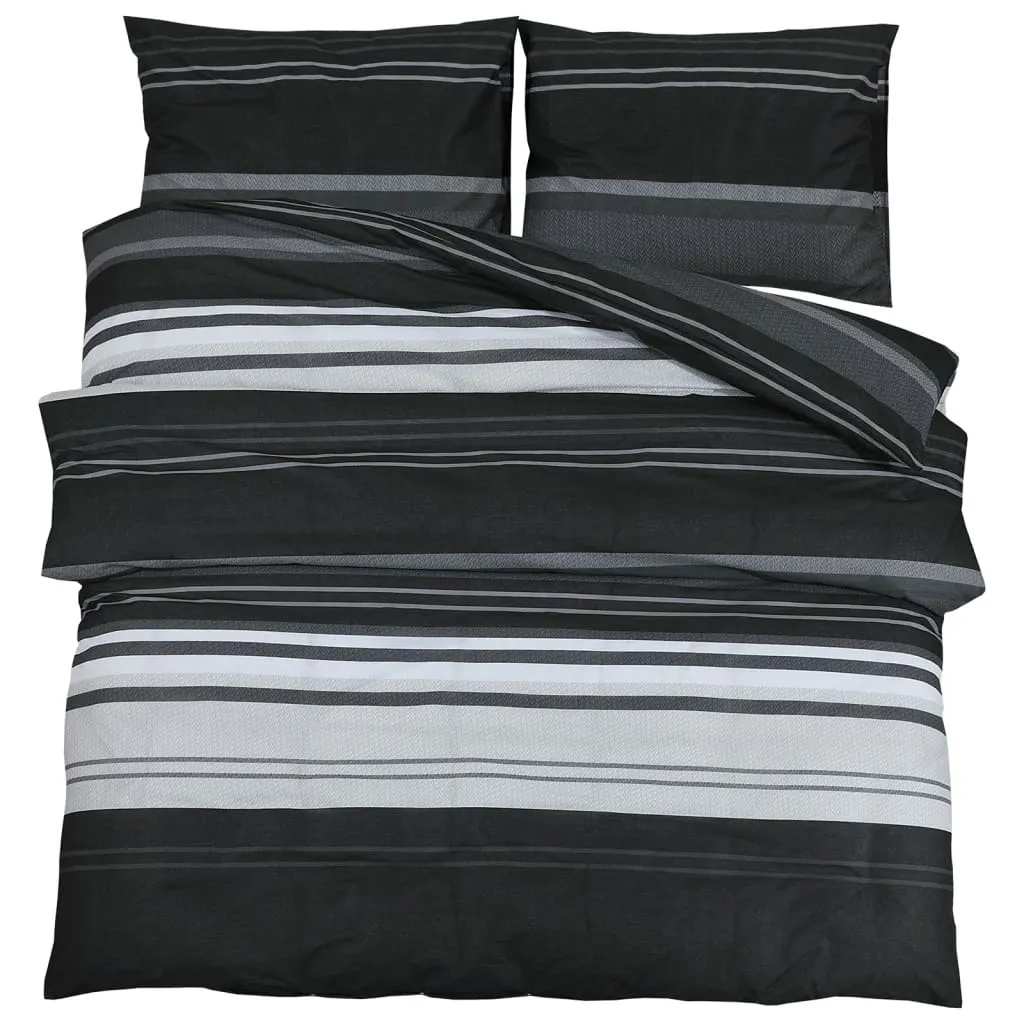 vidaXL Duvet Cover Set Black and White 200x220 cm Cotton