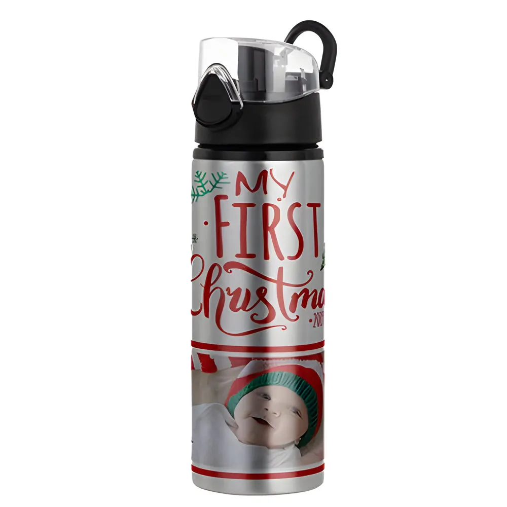 Water Bottles - BLACK - Coloured Flip Lid - 750ml - Silver