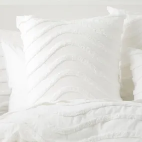 Wave WHITE European Pillowcases by Cloud Linen