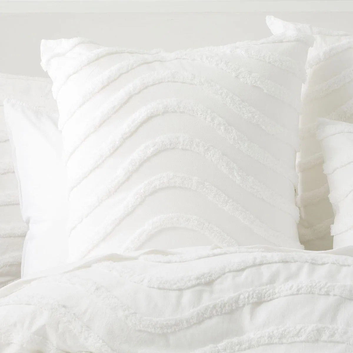 Wave WHITE European Pillowcases by Cloud Linen