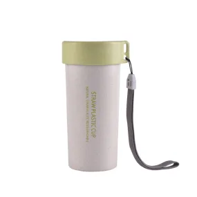 Wheat Straw Water Bottle with Lid and Strap