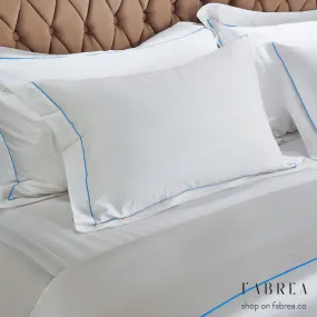 White Pillowcase with Marine Line 500TC