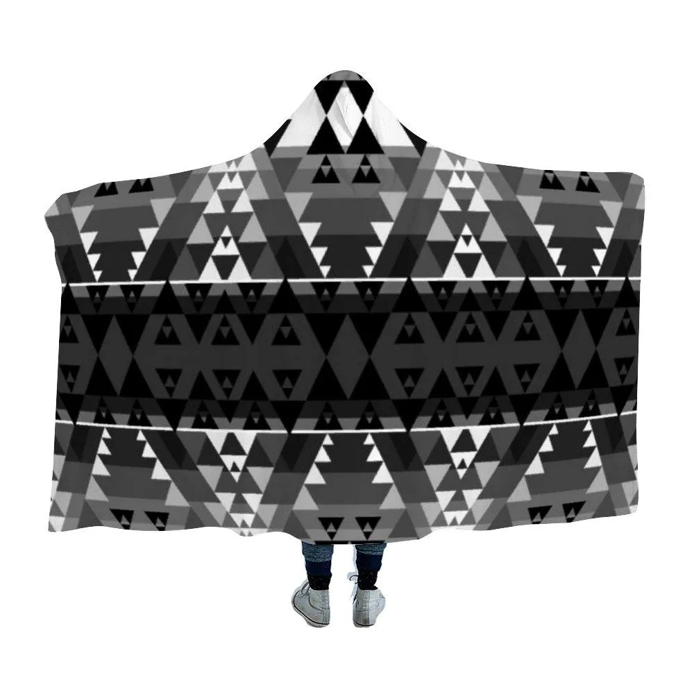 Writing on Stone Black and White Hooded Blanket