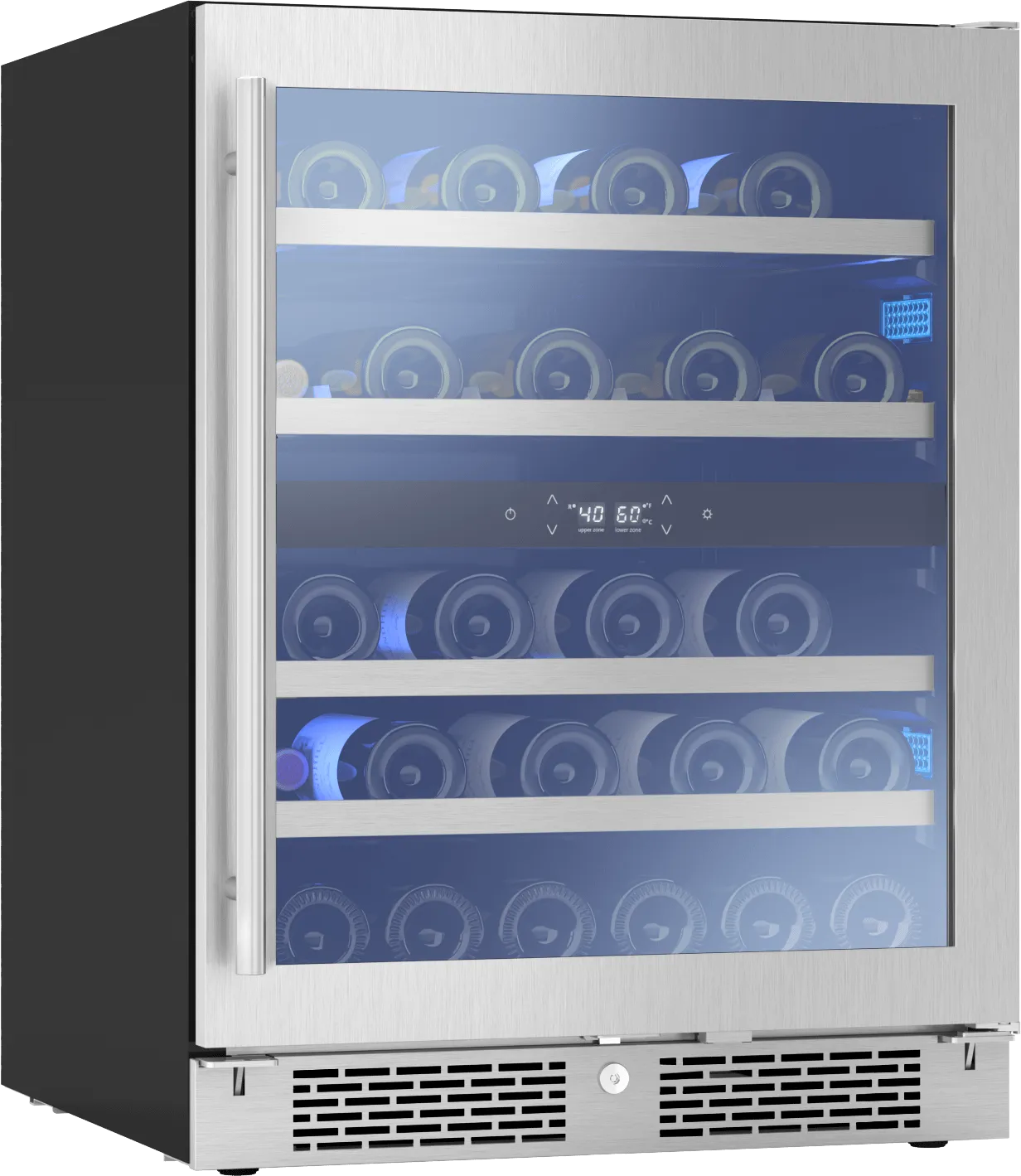 Zephyr PRW24C02AGADA Presrv ADA Wine Cooler, 24in Compact, SS Glass, Reversible Door   Lock, 2 zones